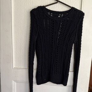 Abercrombie & Fitch Black Open-Knit Sweater